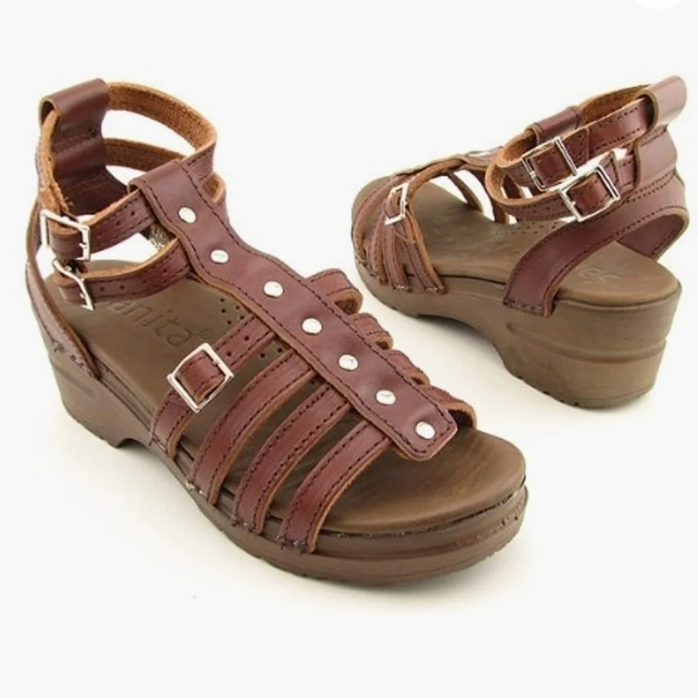 Sanita Aurora Brown‎ Strappy Gladiator Sandals 40